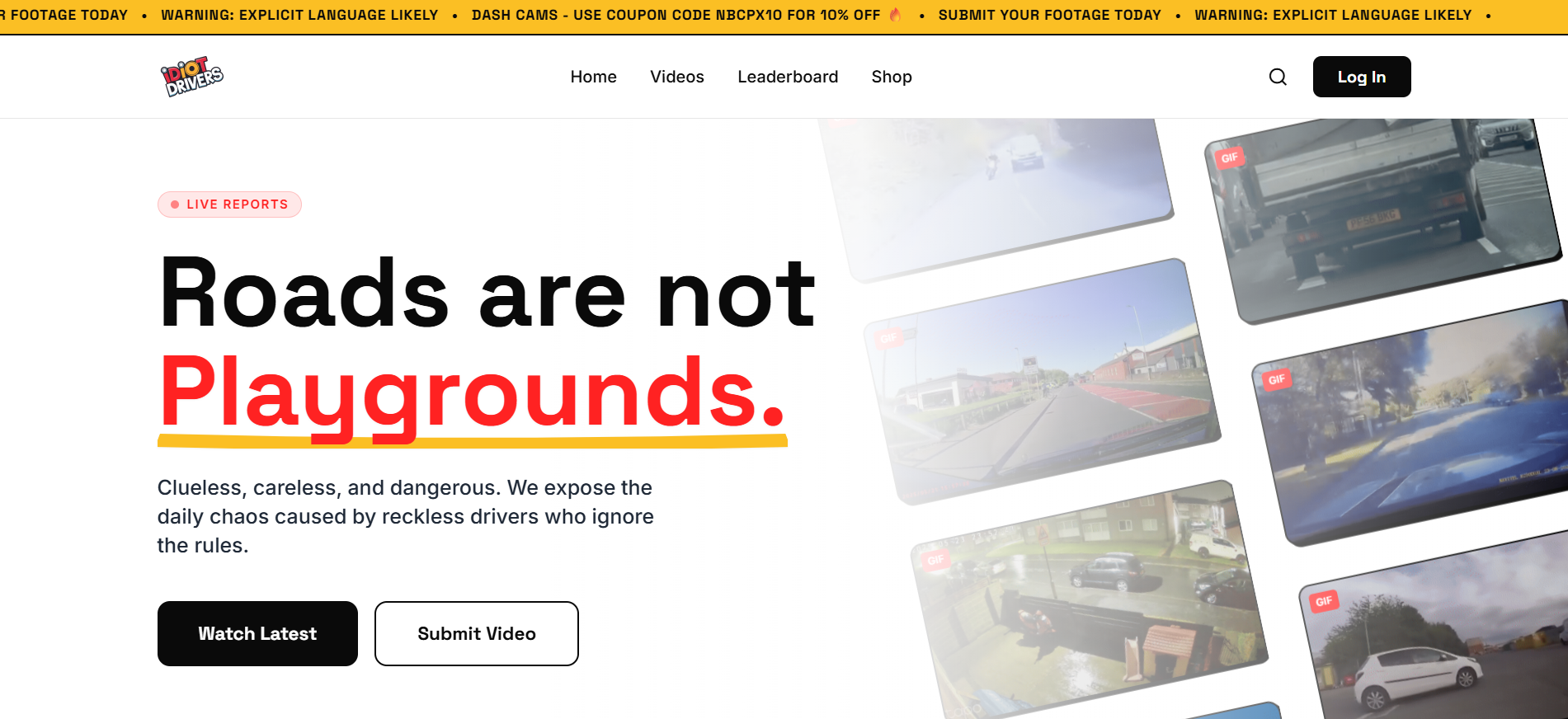 Idiot Drivers homepage preview
