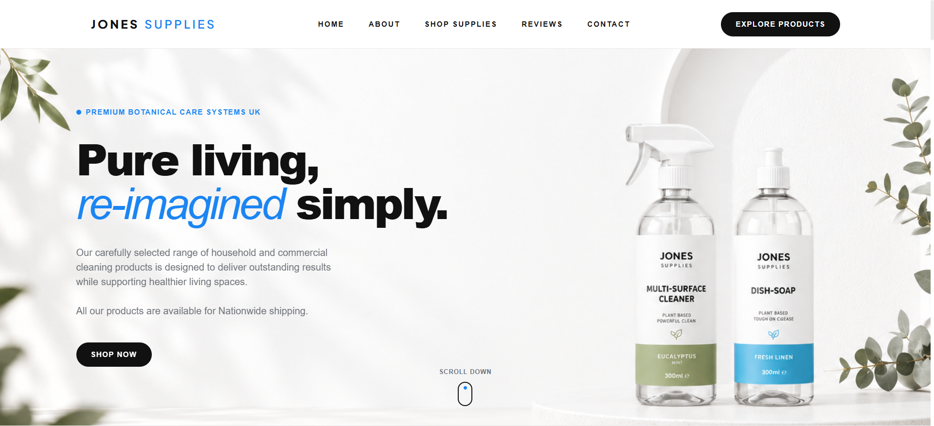 Jones Supplies homepage preview
